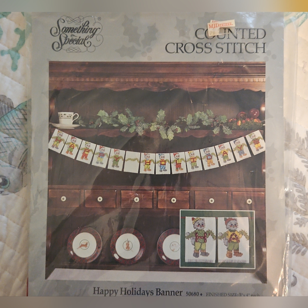 Candamar Happy Holidays Cats Banner Counted Cross Stitch Sealed Kit